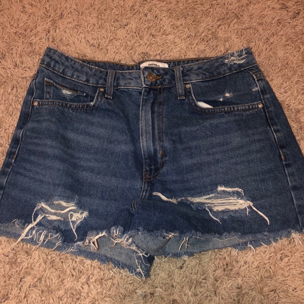 Dark colored jean shorts